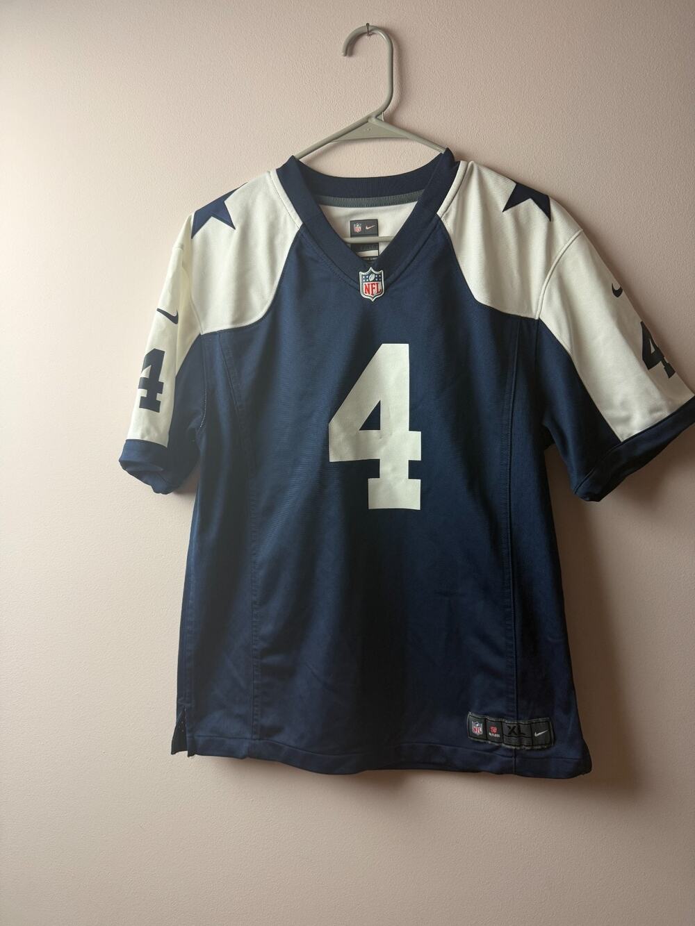 Dallas Cowboys Dak Prescott #4 Nike NFL Jersey Youth XL 18/20 Navy White